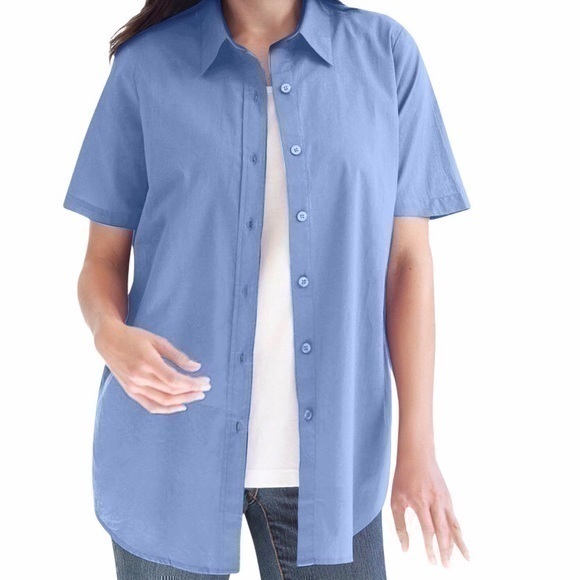 Only Necessities Short Sleeve Button Down Shirt- Size Medium - NWOT - Picture 1 of 6